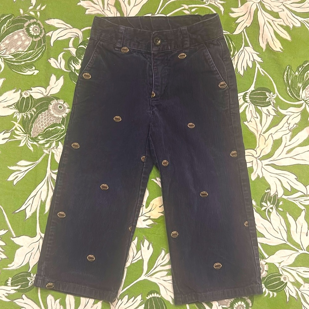 Janie and Jack Football Embroidered Corduroys in 2T